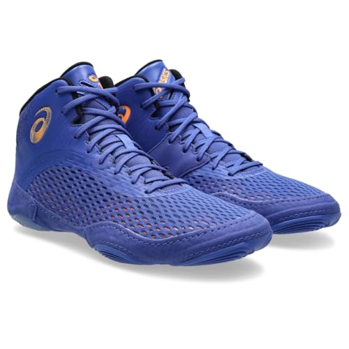 ASICS Men's Split Elite Wrestling Shoes, 10.5, Dark Cobalt/Orange POP