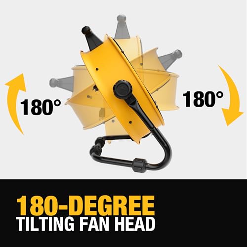 DEWALT 18 Inch Floor Fan, 180° Adjustable Tilting Drum Fan DXF1840