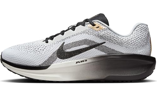Nike Winflo 11 SE Men's Road Running Shoes (HQ7975-100, White/Metallic Gold/Light Smoke Grey/Black) Size 10.5