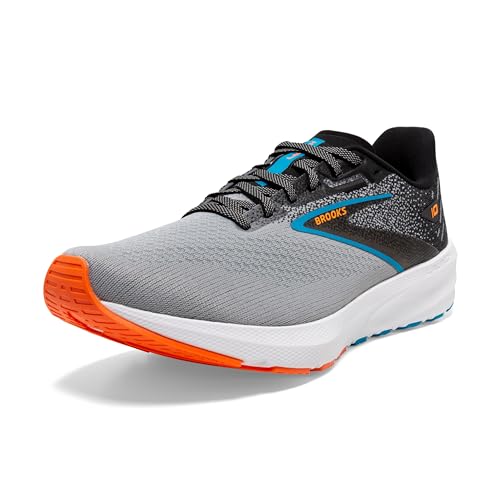 Brooks Men's Launch 10 Shoes, Black/Grey/Orange Clown Fish, 12 M