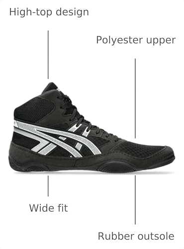 ASICS Men's Snapdown 4 Wrestling Shoes, 12, Black/White