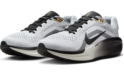 Nike Winflo 11 SE Men's Road Running Shoes (HQ7975-100, White/Metallic Gold/Light Smoke Grey/Black) Size 10.5