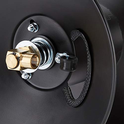 Amazon Basics Retractable Air Hose Reel - Fits 3/8-Inch 50-Feet Air Compressor Hoses, Portable, Works Well, 300PSI, Black, Hoses Excluded, Not for Water/Pressure Washers