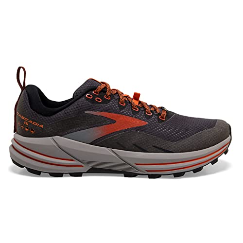 Brooks Men’s Cascadia 16 GTX Waterproof Trail Running Shoe - Black/Ebony/Cinnabar - 8 Medium
