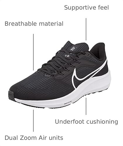 Nike Mens Air Zoom Pegasus 39 Running Shoes, (Black/White-Dk Smoke Grey 001), 13 US