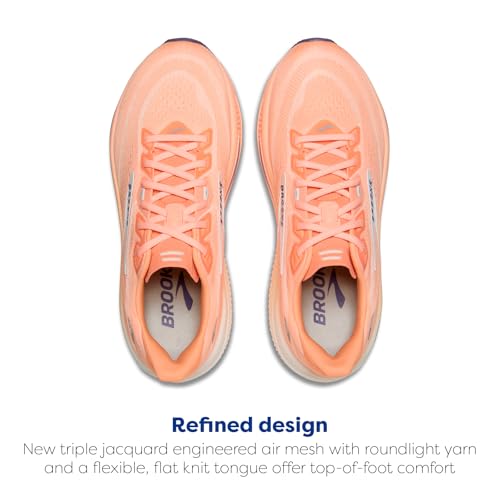 Brooks Women’s Ghost 18 Neutral Running & Walking Shoe - Peach/Grape/Coconut - 13 Medium