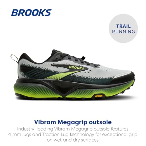 Brooks Men’s Cascadia 20 Trail Running Shoe - Grey/Black/Nightlife - 10 Medium