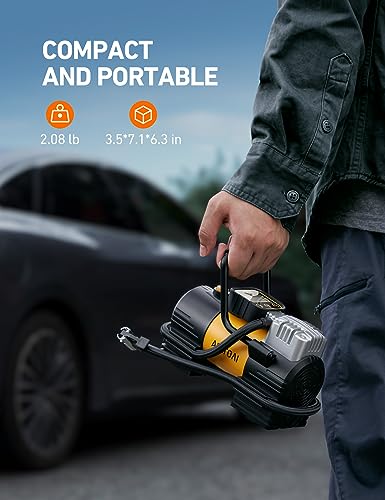 AstroAI Tire Inflator Portable Air Compressor 12V DC Air Pump Digital Gauge