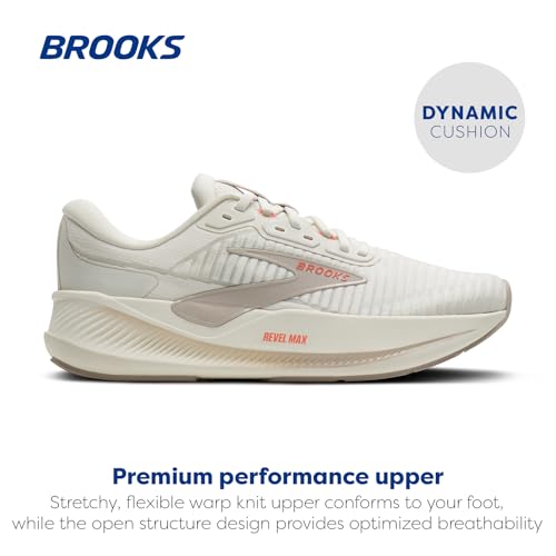 Brooks Women’s Revel Max Neutral Running & Walking Shoe - Coconut/Chateau/Peach - 7.5 Medium
