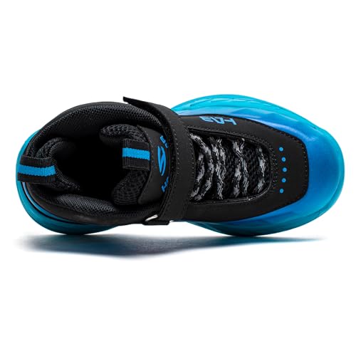 Miorpex Kids Sneakers Basketball Shoes Breathable Nonslip Sports Tennis Walking Running Shoes for Boys Girls Black Blue Little Kid Size 13