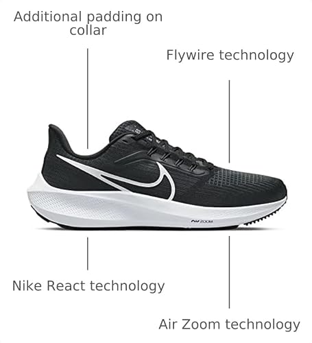Nike Men's Air Zoom Pegasus Sneaker, Black White Dark Smoke Grey, 10 US