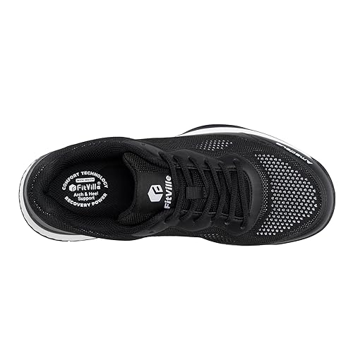 FitVille Wide Pickleball Shoes for Men Blue Tennis Shoes Sneakers for All Court Racquetball Athletic Shoes for Racquet Sport | Arch Support & Wide Toe Box (9 Wide, Black)