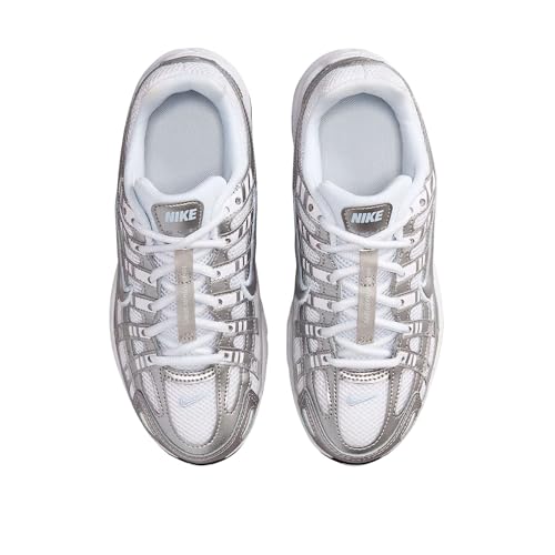 Nike P-6000 Big Kids' Shoes (White/Blue Tint/Black/Metallic Silver) Size 6