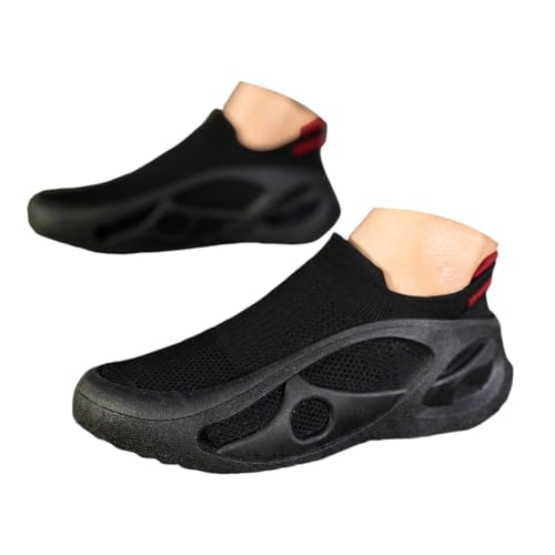 IWIHMIV Running Shoes Men Non Slip Lightweight Walking Sneakers Comfortable Soft Soled Athletic Workout Shoes（Black,9