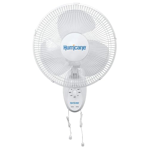 Hurricane Supreme Oscillating Wall Fan, 3 Speeds, White - 16in