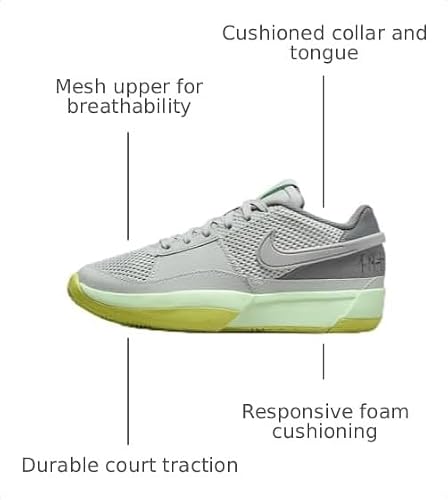 Nike Ja 1 Big Kids' Basketball Shoes (DX2294-003, Light Silver/Cyber/Cool Grey/Granite) Size 7