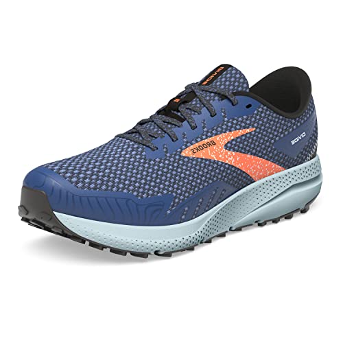 Brooks Men’s Divide 4 Trail Running Shoe - Blue/Navy/Firecracker - 7 Medium
