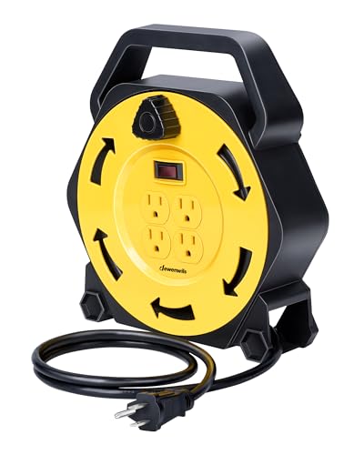 DEWENWILS 25FT Extension Cord Reel, Hand Wind Retractable Cord Reel
