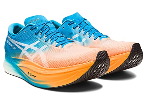 ASICS Unisex METASPEED Sky+ Running Shoes, 10M / 11.5W, Orange POP/Island Blue