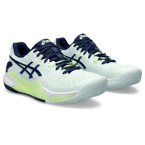 ASICS Women's Gel-Resolution 9 Clay Tennis Shoe, 9.5, Pale Mint/Blue Expanse