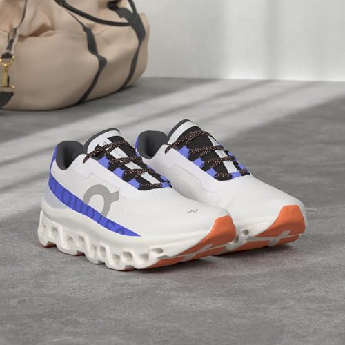 On Men's Cloudmonster Sneakers, Frost/Cobalt, White, 10.5 Medium US