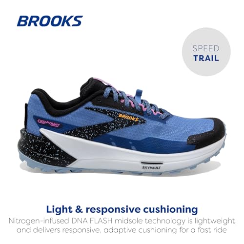 Brooks Women's Catamount 2 Trail Running Shoe - Blue/Black/Yellow - 6.5 Medium