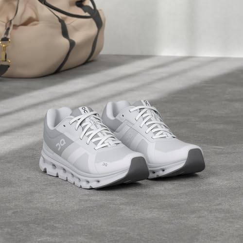 On Women's Cloudrunner Sneakers, White/Frost, 7.5 Medium US