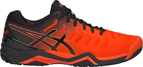 ASICS Gel-Resolution 7 Men's Tennis Shoe, Cherry Tomato/Black, 7 D US
