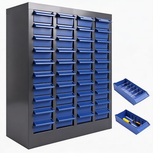 Hardware Organizer Cabinet, 40 Drawer Small Parts Storage with Steel Frame & Dividers, Nut Bolt Screw Organizer for Garage Workshop Office Warehouse Fastener Storage