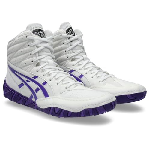 ASICS Men's Aggressor 6 Wrestling Shoes, 6.5, White/Radiant Amethyst