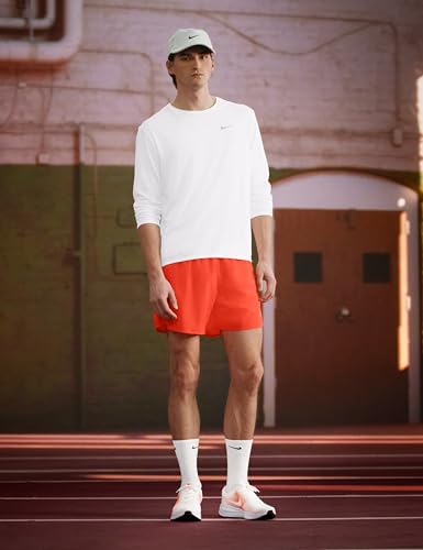 Nike Men's Run Defy Road Running Shoes, Summit White/Bright Crimson-Turf Orange, 9