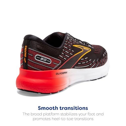Brooks Men's Glycerin 20 Neutral Running Shoe - Black/Blackened Pearl/Fiery Red - 9 Medium