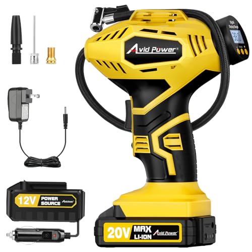 AVID POWER 20V Rechargeable Cordless Tire Inflator Portable Air Compressor