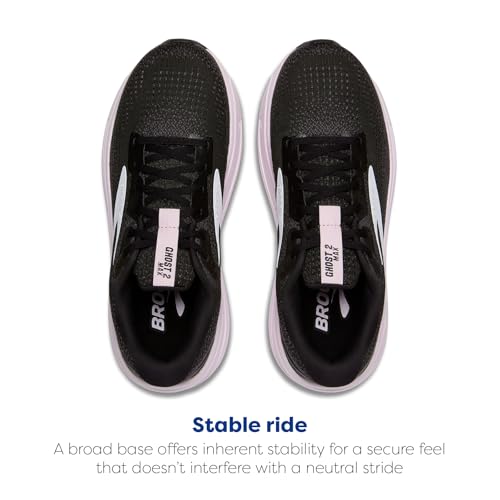 Brooks Women’s Ghost Max 2 Neutral Running & Walking Shoe - Black/White/Orchid Ice - 6.5 Medium