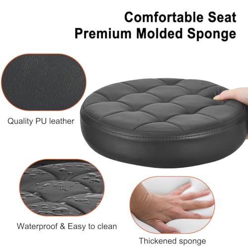 FLOLXNB Rolling Stool Low Roller Seat PU Leather, Rolling Chair Height Adjustable, Garage Stool with Wheels for Manicure Mechanic Home Office Garage Shop (Style 2)