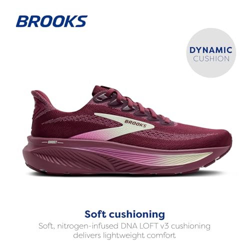Brooks Women’s Ghost 17 Neutral Running Shoe - Burgundy/Pink/Green - 8.5 Medium
