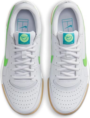 NIKE Women's Court Air Zoom Lite 3 Sneaker, White Lime Blast Teal Nebula, 7 US