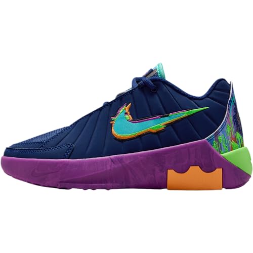 Nike Lebron Witness 9 Big Kids' Basketball Shoes (Blue Void/Vivid Purple/Green Strike/Bleached Turquoise) Size 6