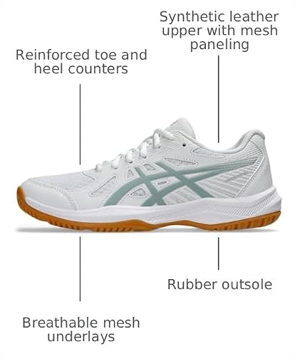 ASICS Women's Upcourt 6 Volleyball Shoes, 7.5, White/Ocean Haze