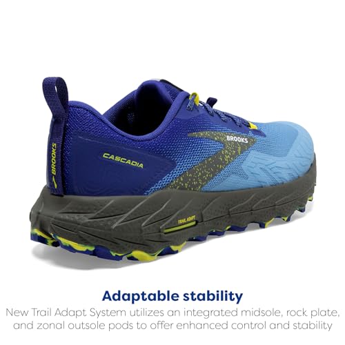 Brooks Men’s Cascadia 17 Trail Running Shoe - Blue/Surf The Web/Sulphur - 9 Medium