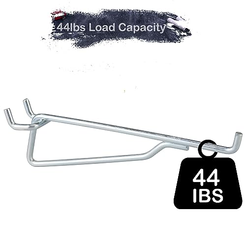 Pegboard Shelf Hooks, 4 Pack Metal Utility Hook Set, 1/4 inch Peg Board Organizer Accessories, Shelves and Baskets Brackets, Display and Storage Rack for Garage Art Craft Room Office (Silver, 6")