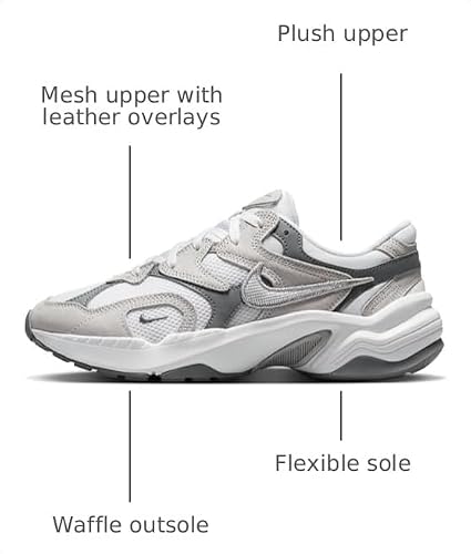 Nike Women's AL8 Shoes, White/Metallic Silver-Smoke Grey-Black, 8.5
