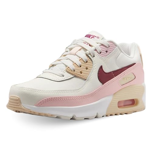 Nike Air Max 90 Big Kids' Shoes (HF6358-006, Phantom/Echo Pink/Sail/Dark Team Red) Size 5.5