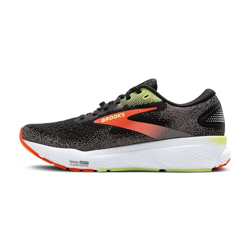 Brooks Men's Ghost 16 GTX Waterproof Neutral Running Shoe - Black/Mandarin Red/Green - 11.5 Medium