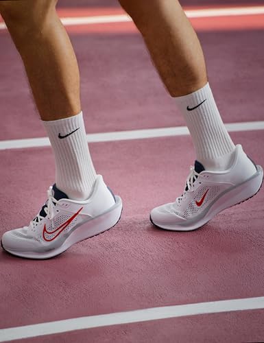 Nike Men's Quest 6 Road Running Shoes, White/University Red-Obsidian-Wolf Grey, 13