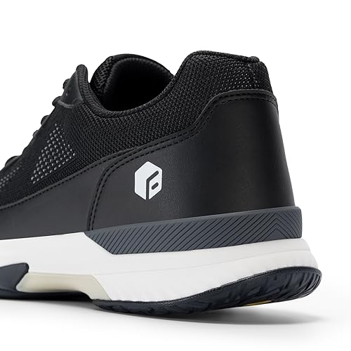 FitVille Wide Pickleball Shoes for Men Blue Tennis Shoes Sneakers for All Court Racquetball Athletic Shoes for Racquet Sport | Arch Support & Wide Toe Box (9 Wide, Black)