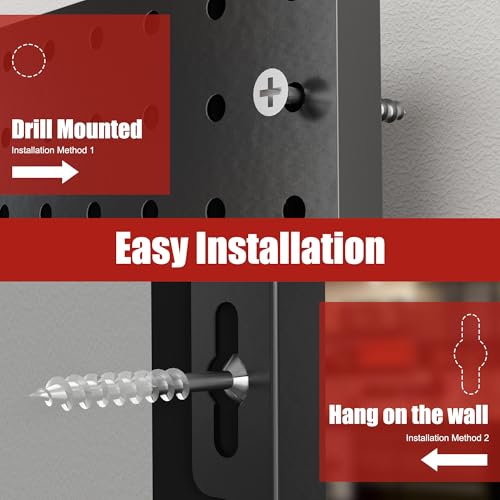 7S garage Heavy Duty Peg Board, 4 Pack Metal Pegboard Panels with 50 Hooks