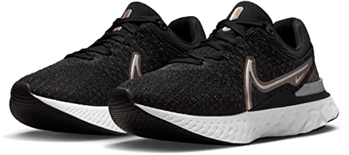 NIKE Women's React Infinity Run Fk 3 Shoe, Black Anthracite Metallic Copper Metallic Silver, 7 UK