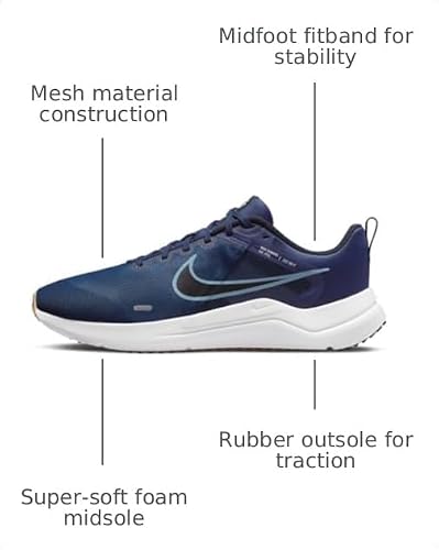 Nike Downshifter 12 Mens Running Trainers DD9293 Sneakers Shoes (UK 10 US 11 EU 45, Midnight Navy Worn Blue 400)