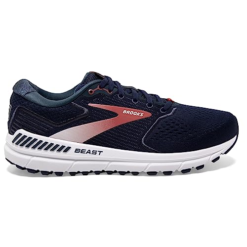 Brooks Men's Beast '20 Supportive Running Shoe - Peacoat/Midnight/Red - 8 X-Wide
